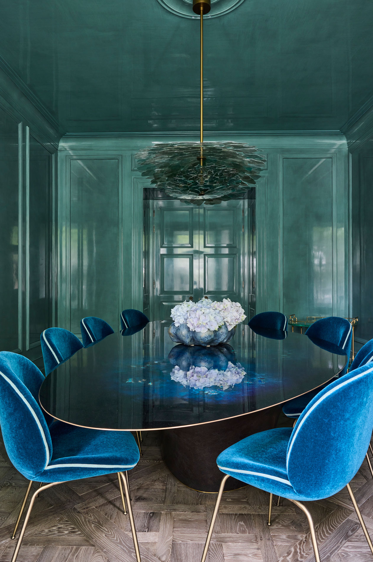 Dining room of West London house designed by Trilbey Gordon